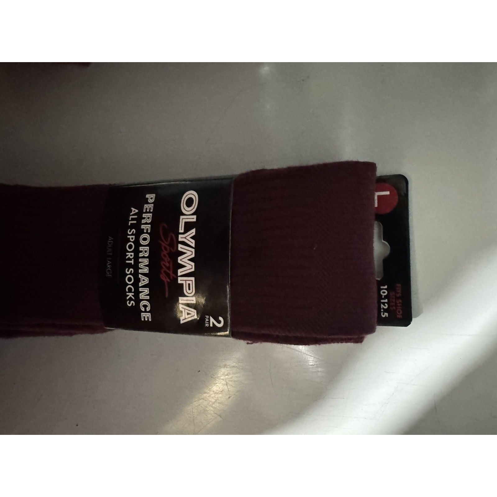 Olympia Sports All Sport Socks Men's Large Burgundy Mid Calf 2 Pairs Sz 10-12.5 — image 4 of 4